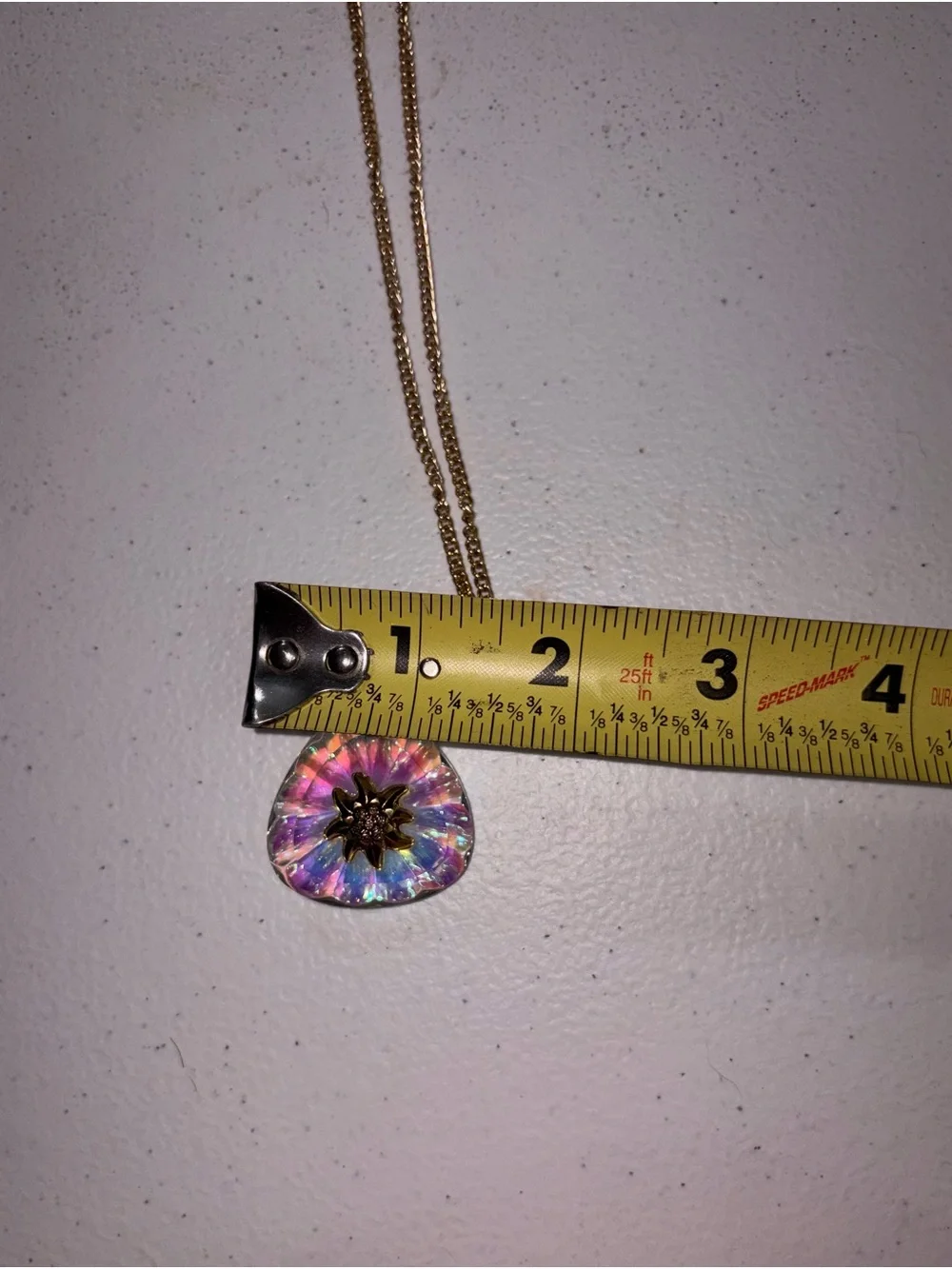 NIB Gold Chain Necklace with Iridescent Crystal Pendant